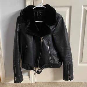 Biker style leather jacket
